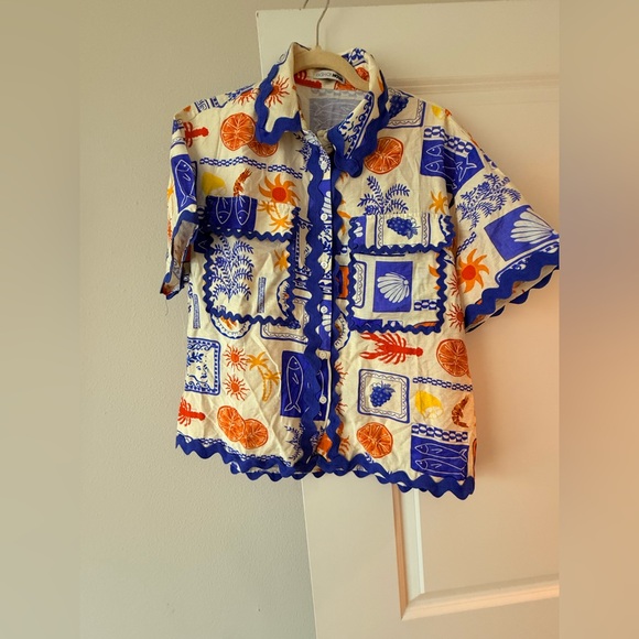 Fashion Nova Kids Short-Sleeve Button-Up Shirt - Blue, Orange & Yellow - Picture 3 of 10